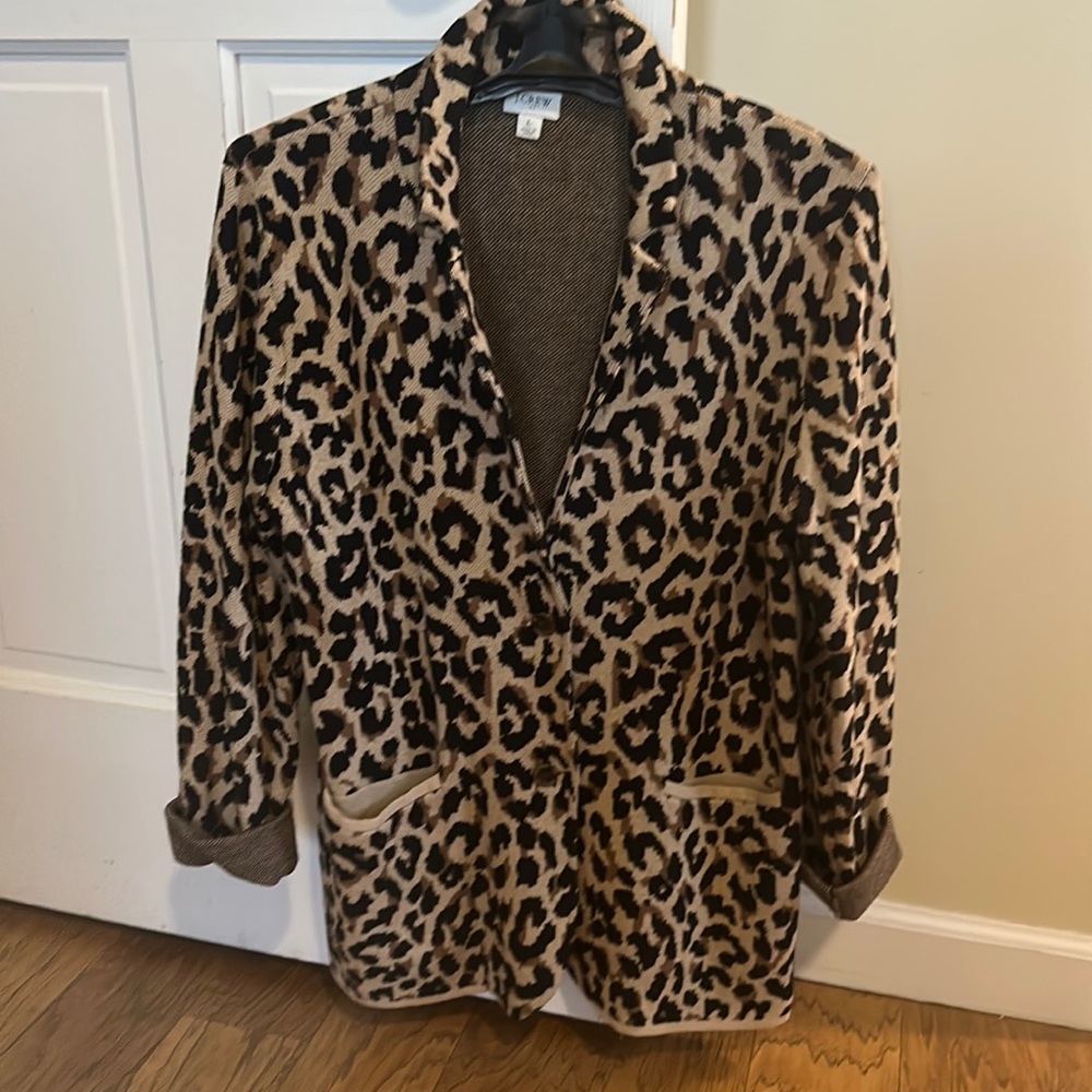J Crew Sophie leopard sweater cardigan/blazer NWOT size large